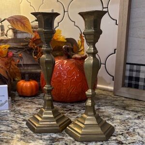Vintage Brass Candle Holder set